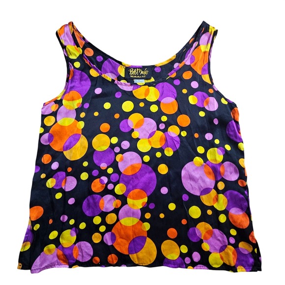 Bob Mackie Wearable Art Tops - Bob Mackie Wearable Art Silk Tank Top M Bubble Polka Dot Maximalist Retro 90s